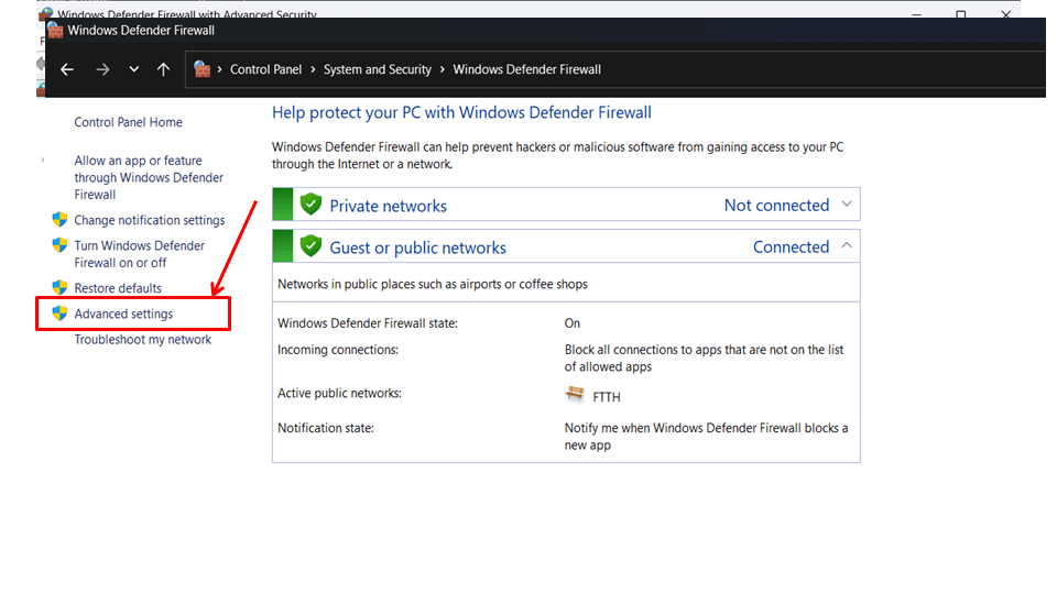 firewall security protection inbound settings block software outbound settings how to block software